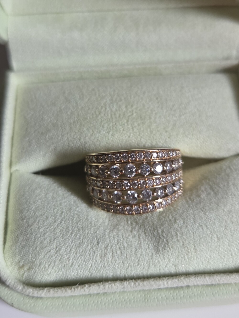 10k Gold Multi-Row Diamond Stack Ring 1.40 Carat